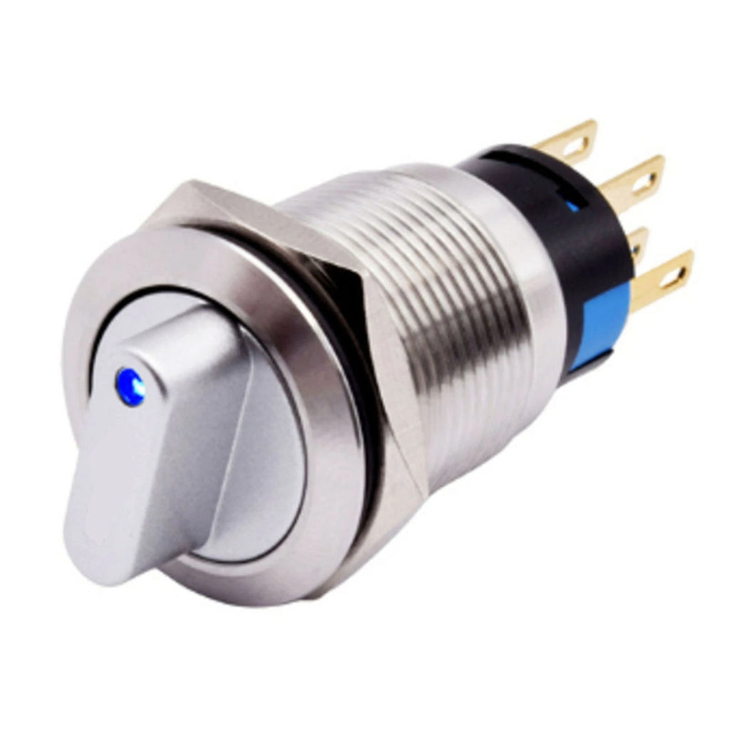 19mm Rotary Switch for LED Light (304 Stainless Steel, 2 Pos 1NO1NC, 3-6V, 5A)