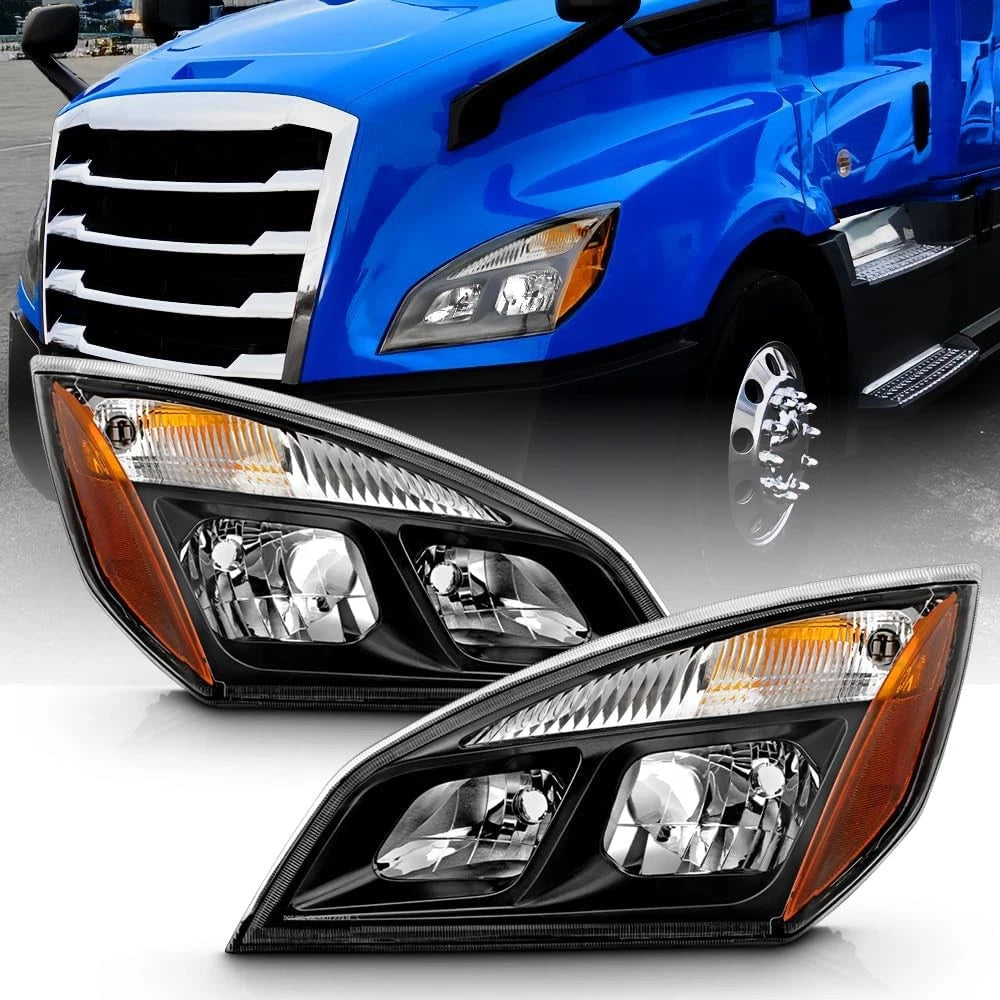 Halogen Black Headlights Assembly Pair for Freightliner Cascadia (2018–2026)