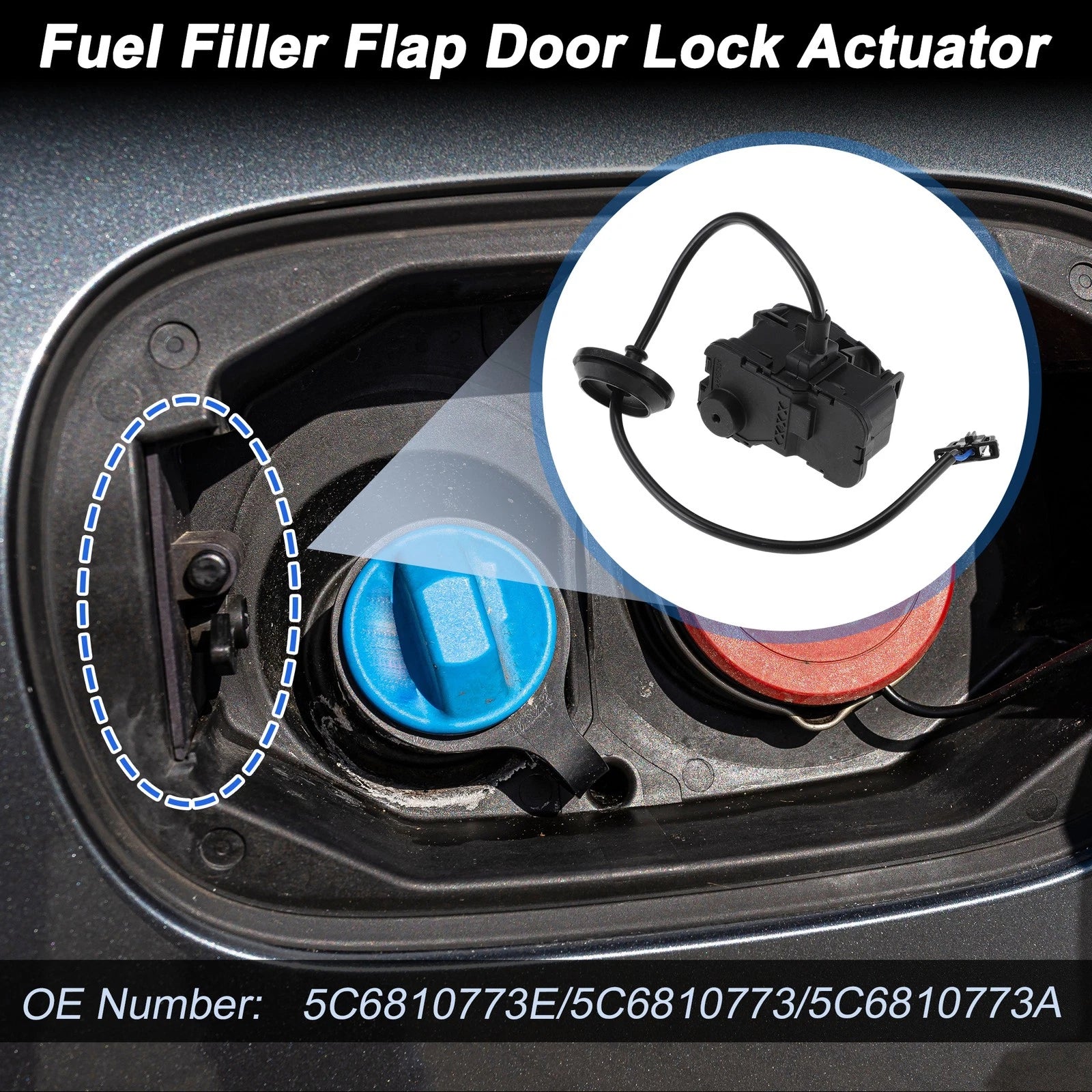 Fuel Filler Flap Door Latch Lock Actuator Motor for Volkswagen GTI (2015–2021)