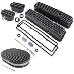 Finned Tall Valve Covers & Oval Air Cleaner Kit for Chevy SBC