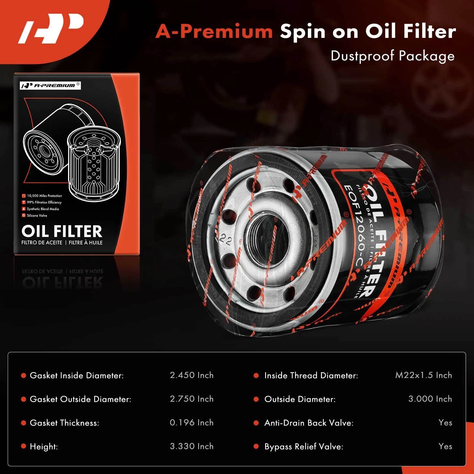 Engine Oil Filter for Ford Escape (2023), Chevy Equinox (2018-2024)