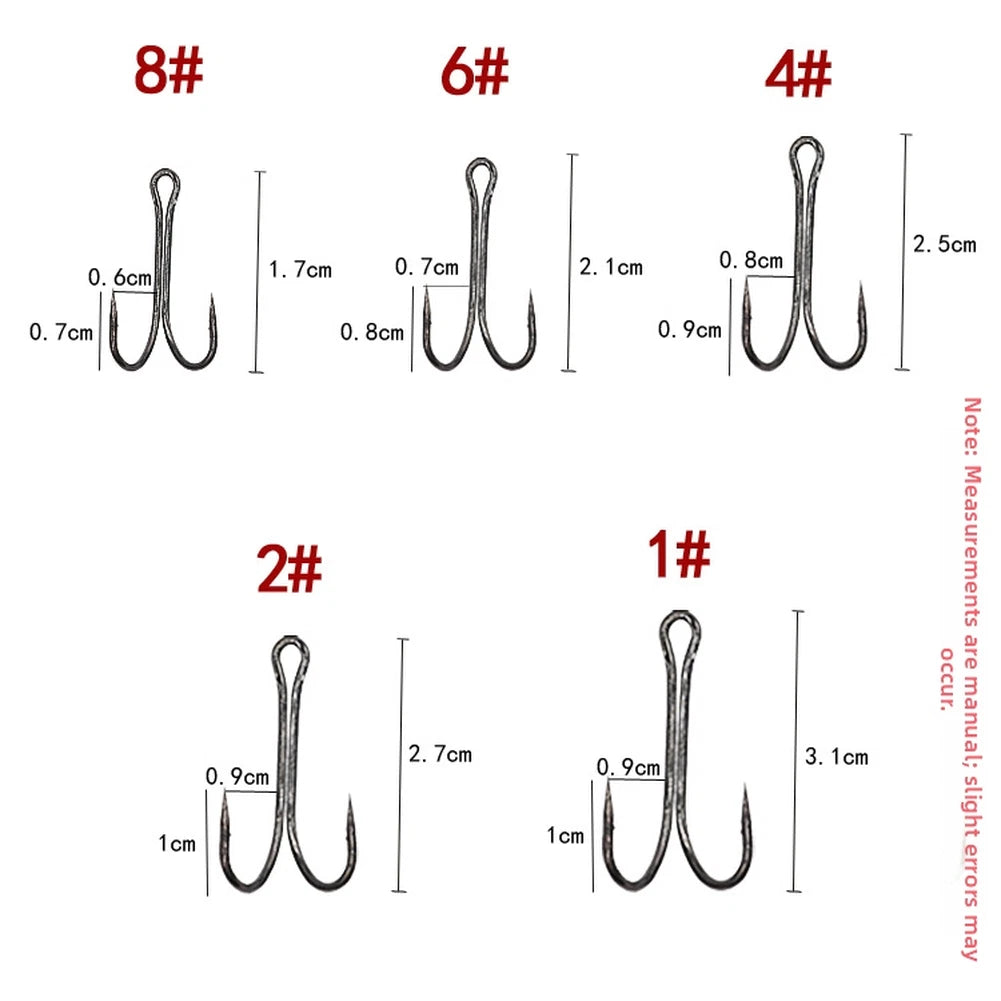 50pcs Extended Double Hang Two Claw Hooks for Fishing Gear