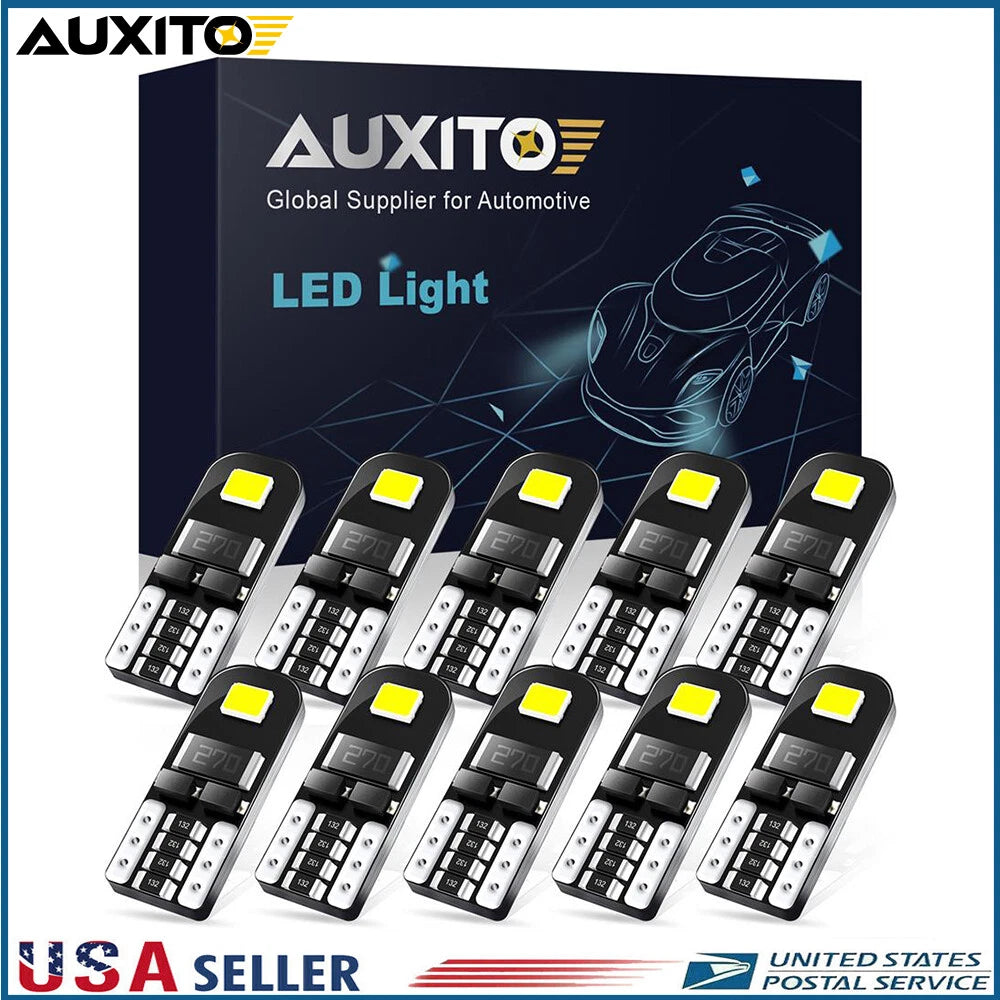 T10 LED License Plate Light Bulbs 6000K for AUXITO (168, 194, 2825)