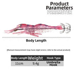UV Glow in the Dark Shrimp Lure 9.4g with Dual Hooks for Night Fishing