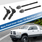 Set of 4 Front Inner Outer Tie Rod Ends for Dodge Ram 2500 (2003–2010)
