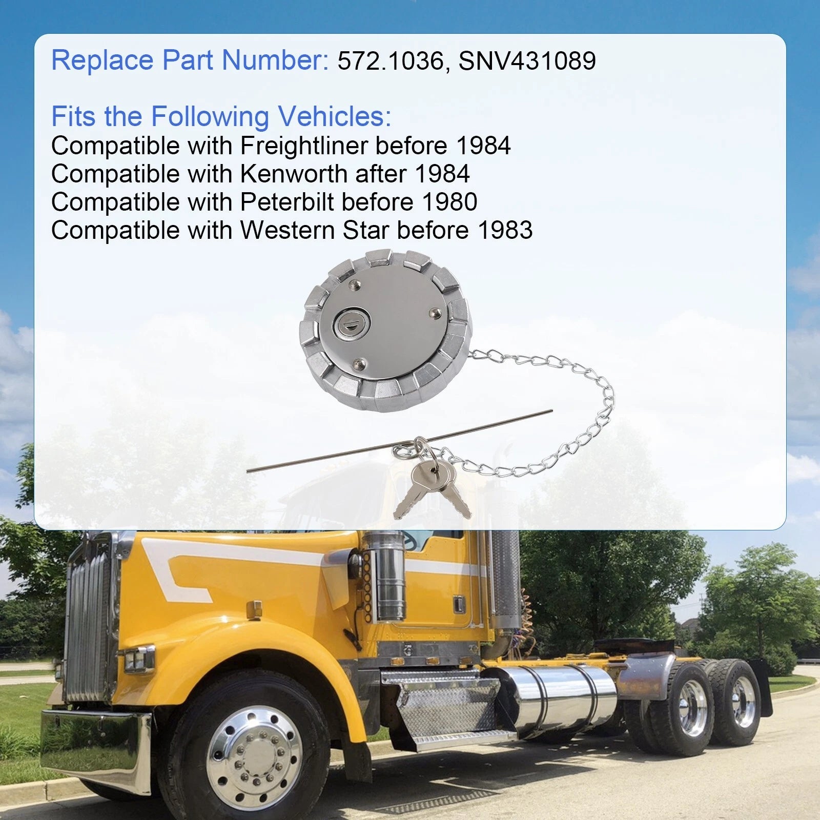 Fuel Tank Locking Gas Cap for Kenworth Peterbilt
