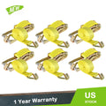 Set of 6 Heavy Duty 2" x 15' Ratchet Straps with J Hook