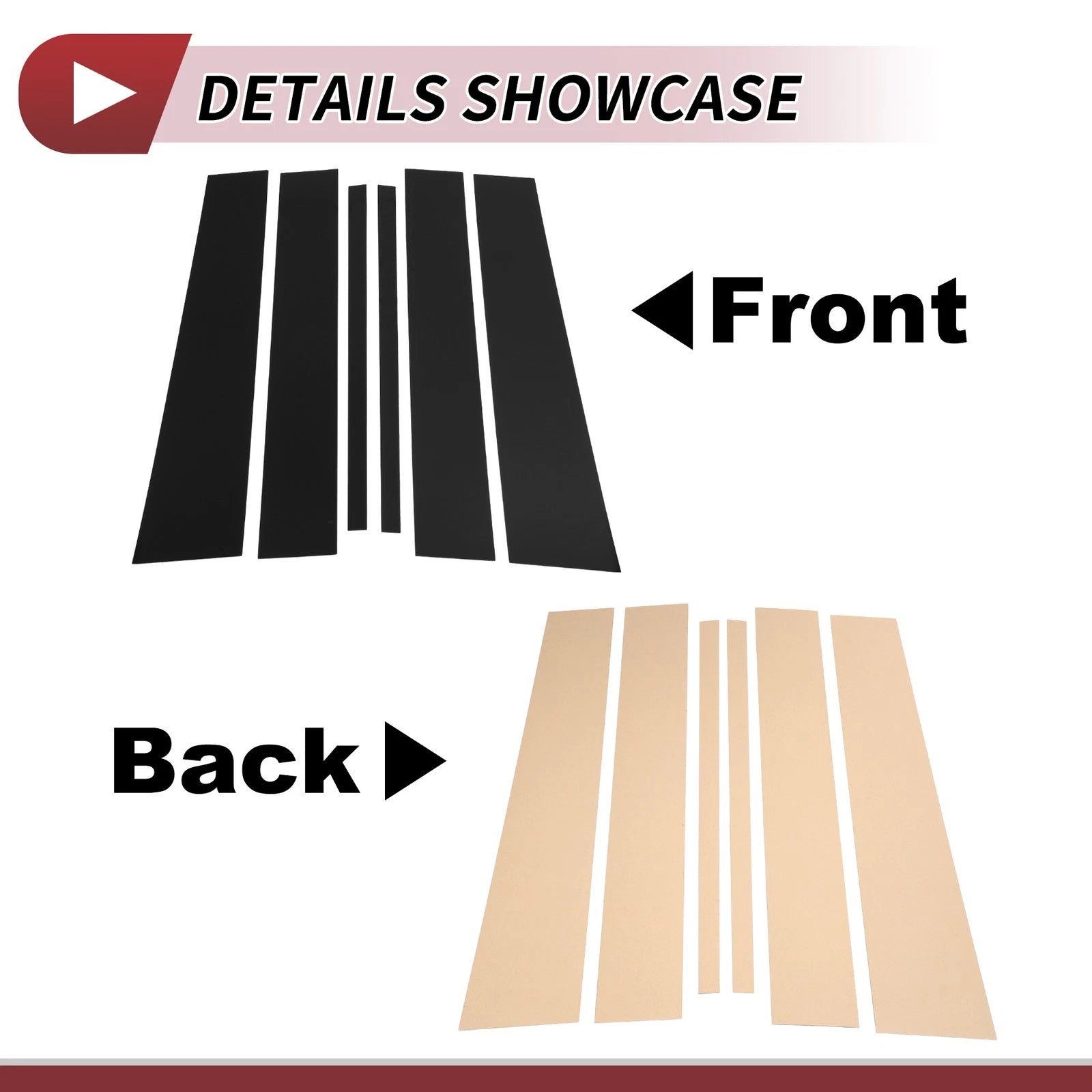 Set of 6 Door Pillar Window Trim for Nissan Titan (2017–2020) Black