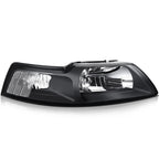 Headlight Assembly Lamps Pair for Ford Mustang (1999-2004) Black Housing Clear Lens