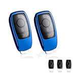 2x Blue TPU Key Fob Covers w/Button Cover for Mercedes (2017–2024)