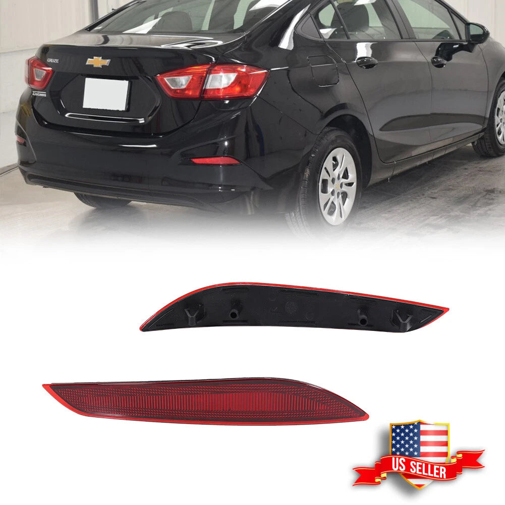 2X Red Lens Rear Bumper Reflector Lights for Chevrolet Cruze (2016–2019)