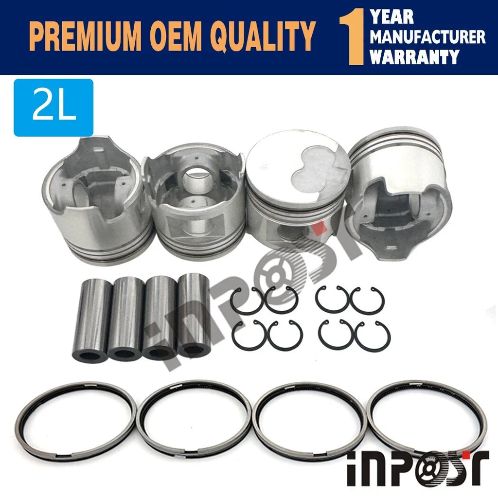 Set of 4 Pistons with Rings for Toyota 2L-T, 2L-TE, 2L-THE (1975–1985)