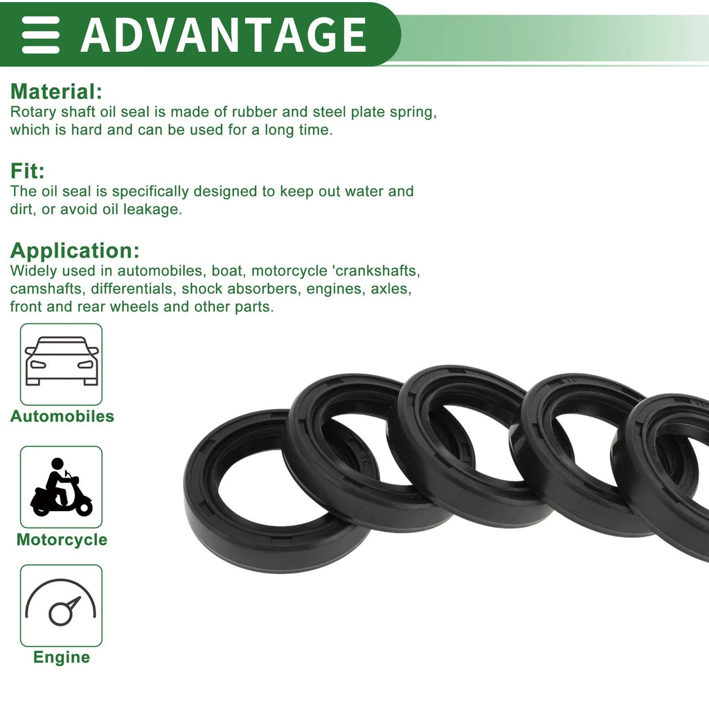 Set of 5 Oil Seal Ring for Rotary Shaft 22x32x7mm NBR Rubber