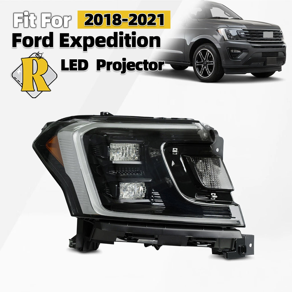 LED Headlight Black Projector Cover for Ford Expedition (2018–2021) RH