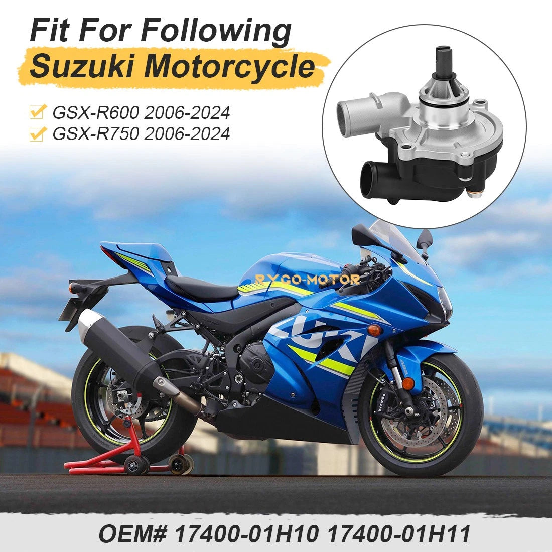 Water Pump Assembly for Suzuki GSX-R600 GSX-R750 (2006–2024)