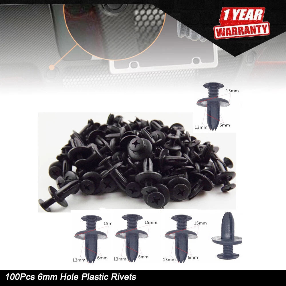 100 pcs Push Plastic Rivets for Auto Car Door Fender (Universal)