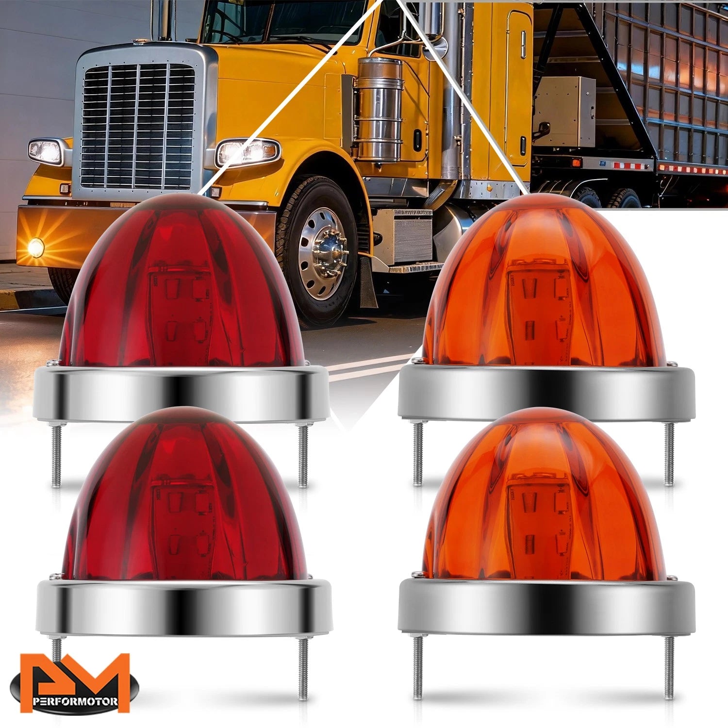 4X Amber/Red LED Side Marker Lights for Truck Trailer