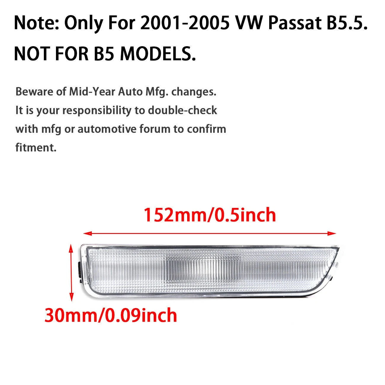 Set of 4 Clear Lens Bumper Side Marker Lights for VW Passat (2001–2005)