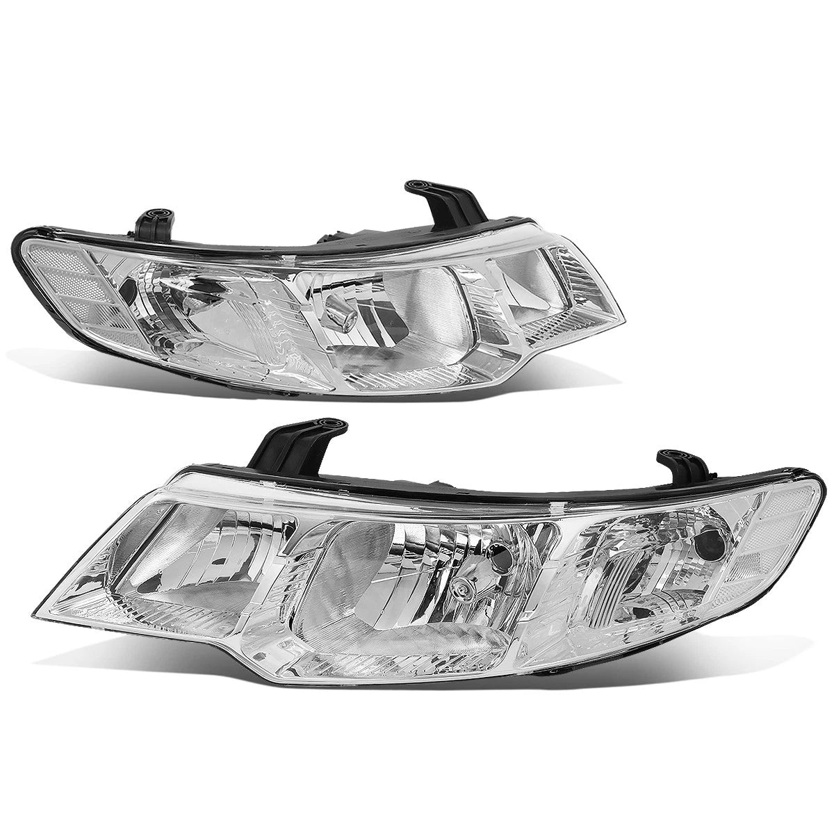 Set of 2 Chrome Housing Clear Lens Headlights for Kia Forte (2010–2013)