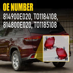 Bumper Reflector Set of 2 for Toyota Highlander (2014–2018) Rear Left & Right