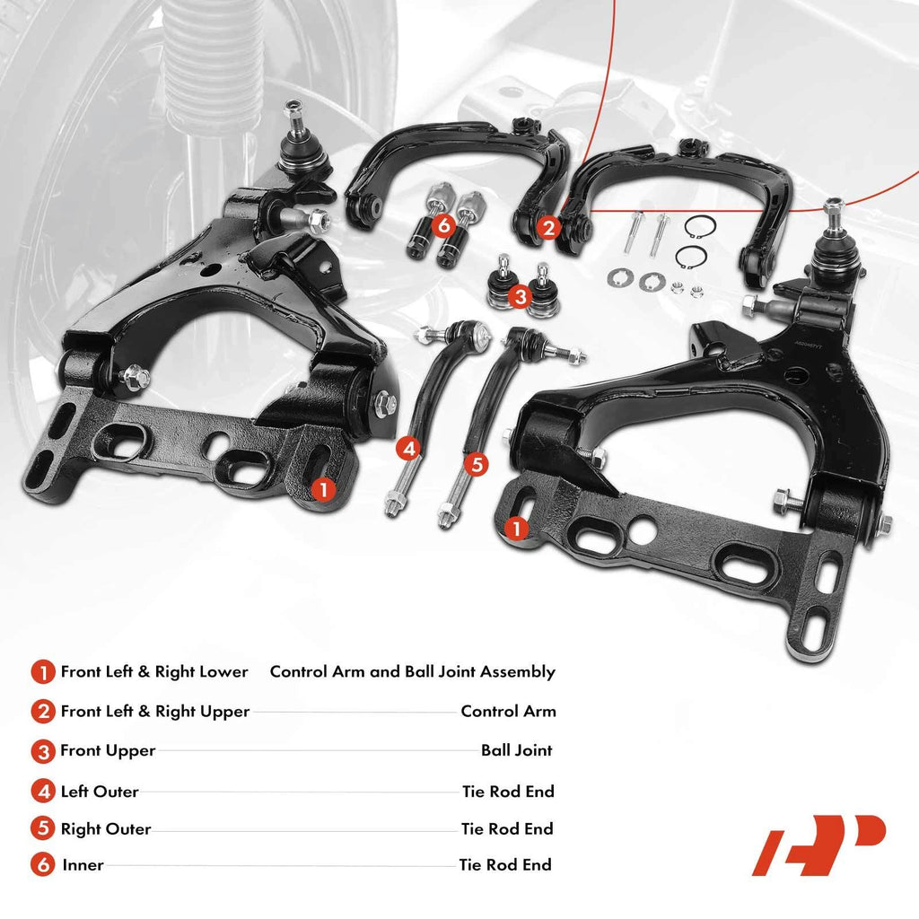 10x Control Arm with Ball Joint Tie Rod for Chevrolet Trailblazer (2002–2009)