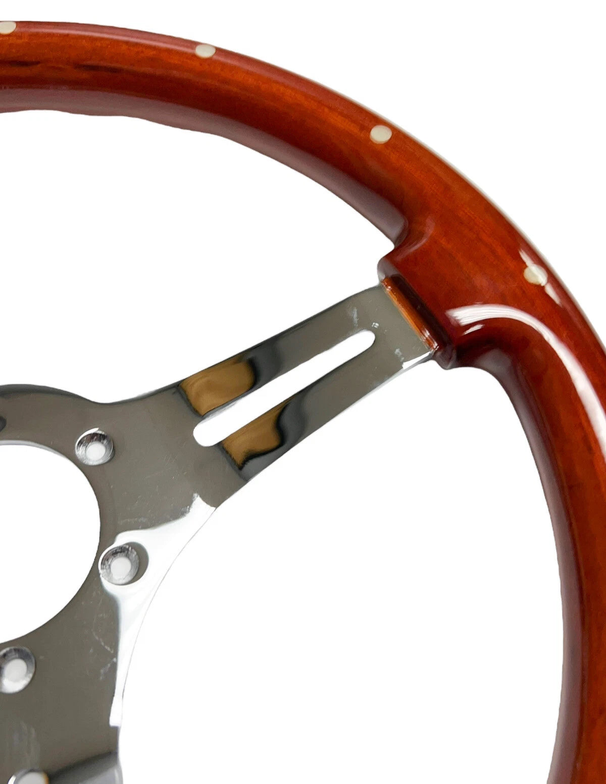 Chrome 6-Hole Steering Wheel 3-Spoke for Universal Fit (14 Inch)
