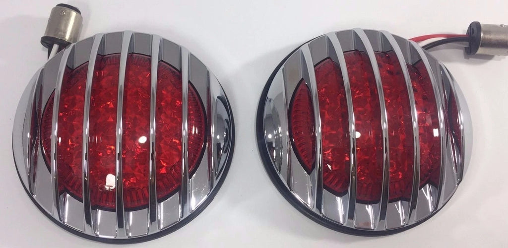 LED Tail Lights Flush Fit for 1933–1936 Ford Hot Rod Chrome Finned Grill