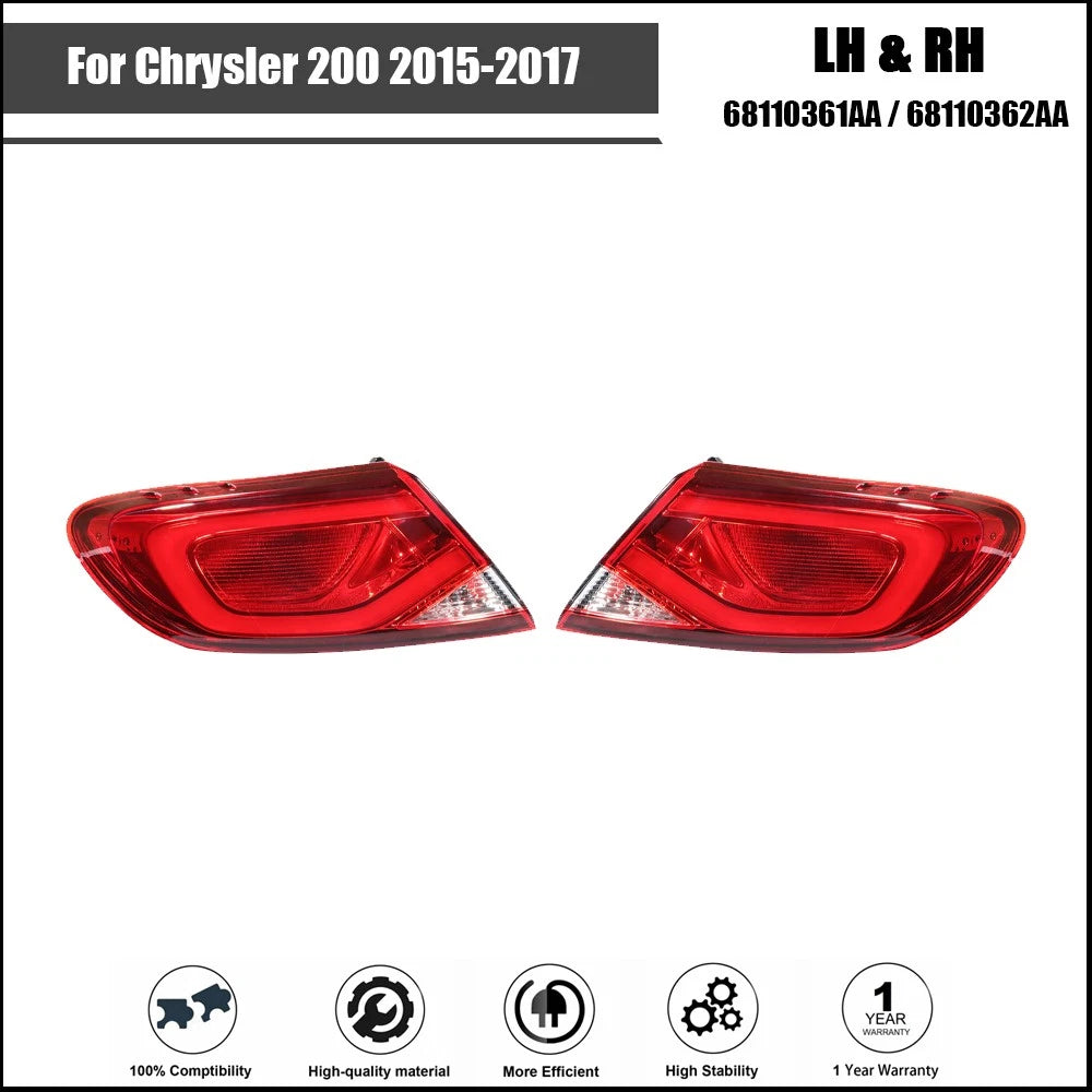 Set of 2 LED Tail Lights for Chrysler 200 (2015â2017)