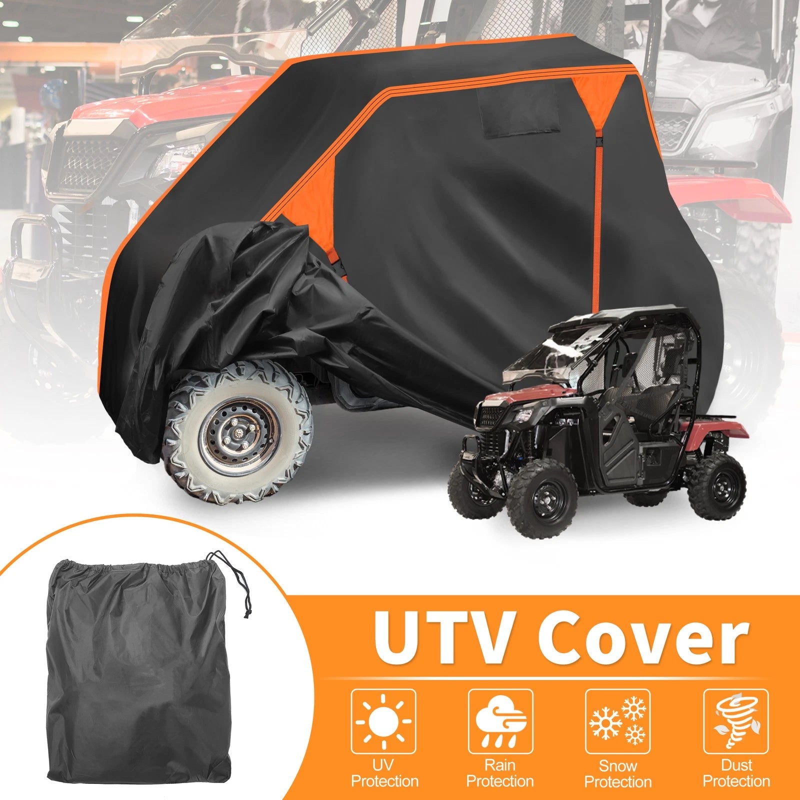 Waterproof UTV Cover for Honda Pioneer 500 (2016–2023) 210D PU Black