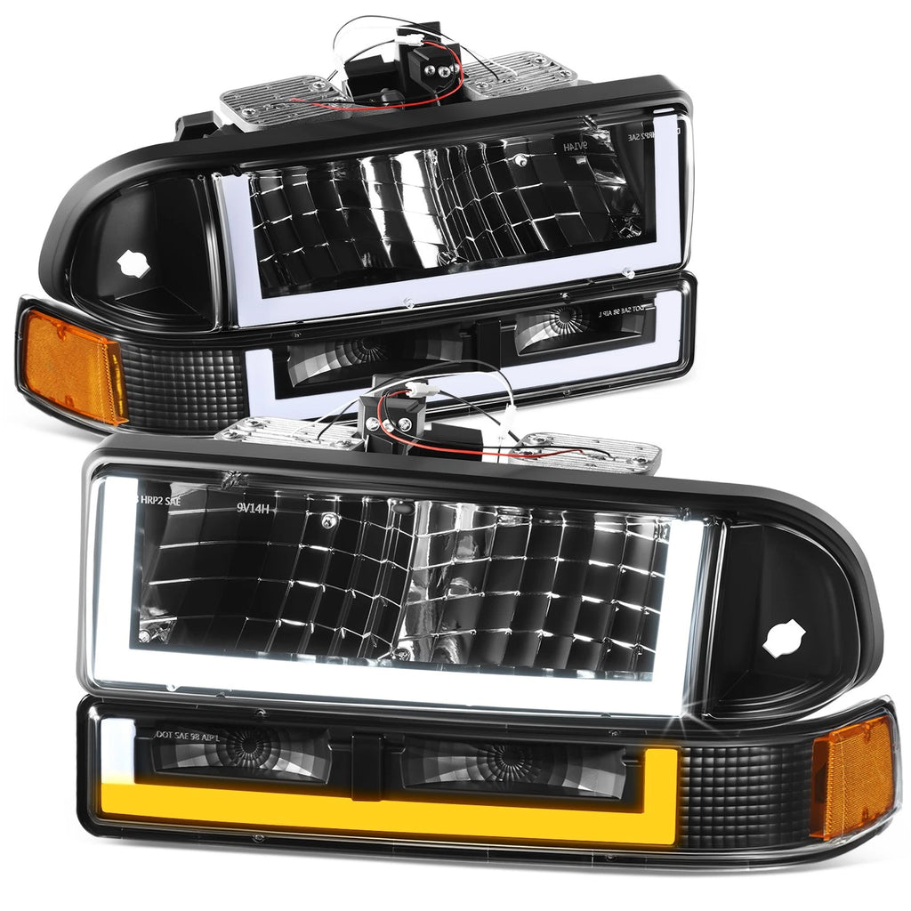 U-Shape LED DRL Switchback Headlights for Chevy Blazer/S10 (1998–2004)