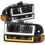 U-Shape LED DRL Switchback Headlights for Chevy Blazer/S10 (1998–2004)