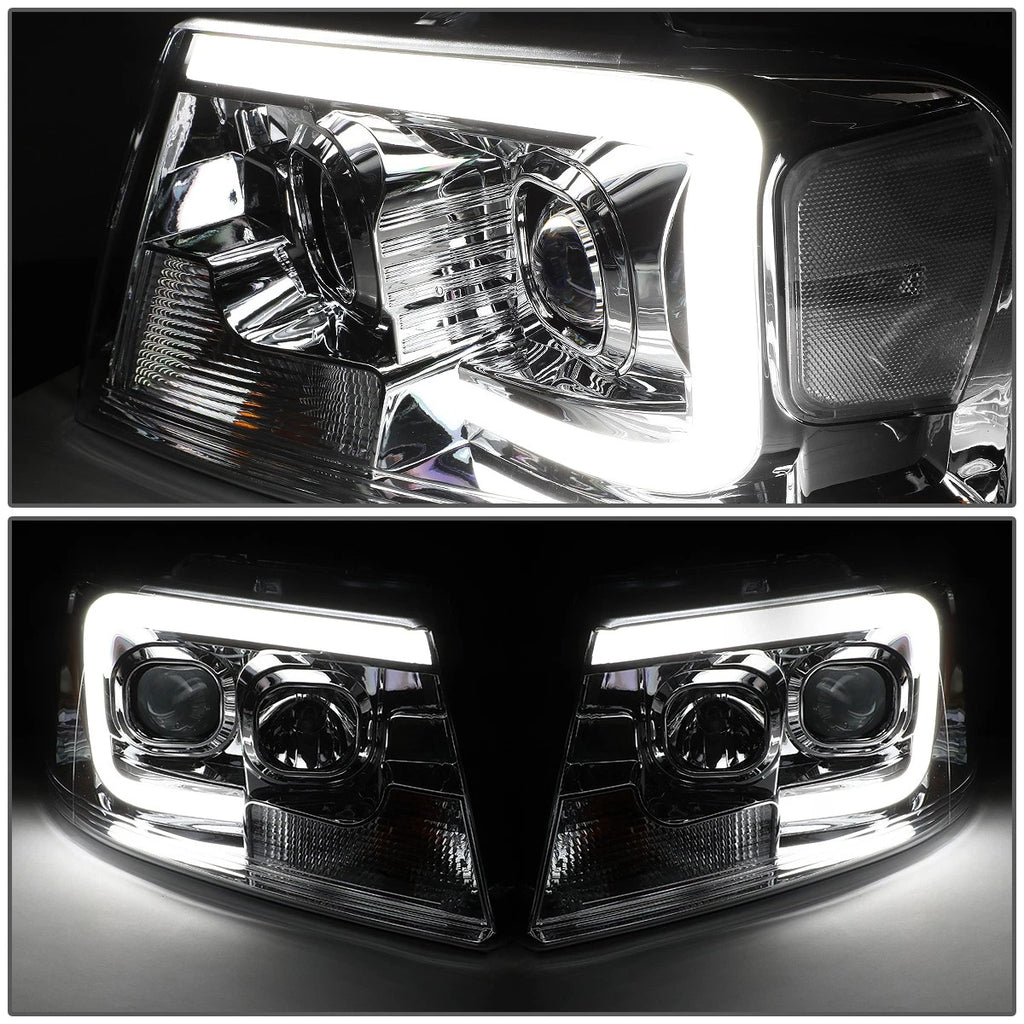 LED DRL Bar Chrome Projector Headlights for Ford F-150 (2004–2008)