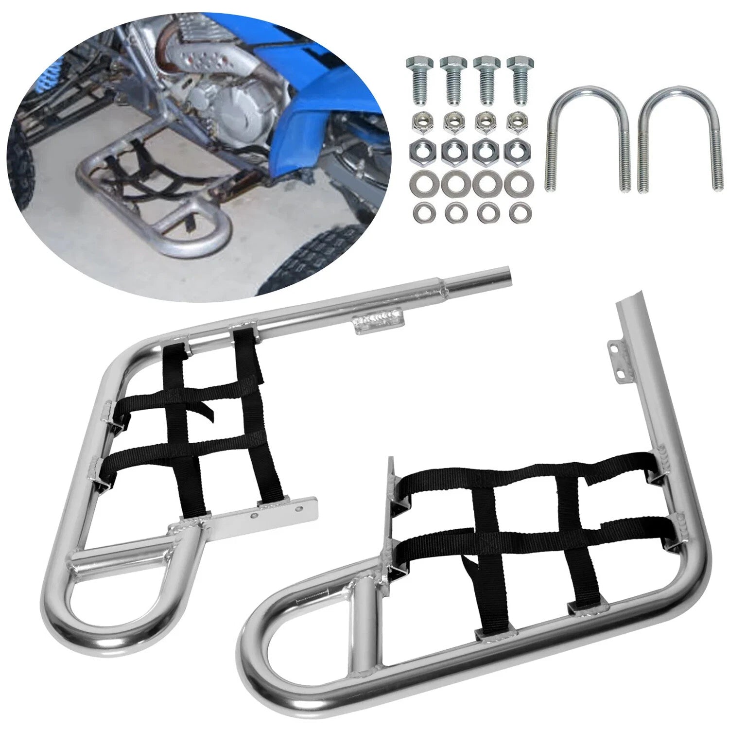 Set of 2 Aluminum Silver Nerf Bars for Honda TRX 250X (1987–1988) TRX 300EX 300X (1993–2009)