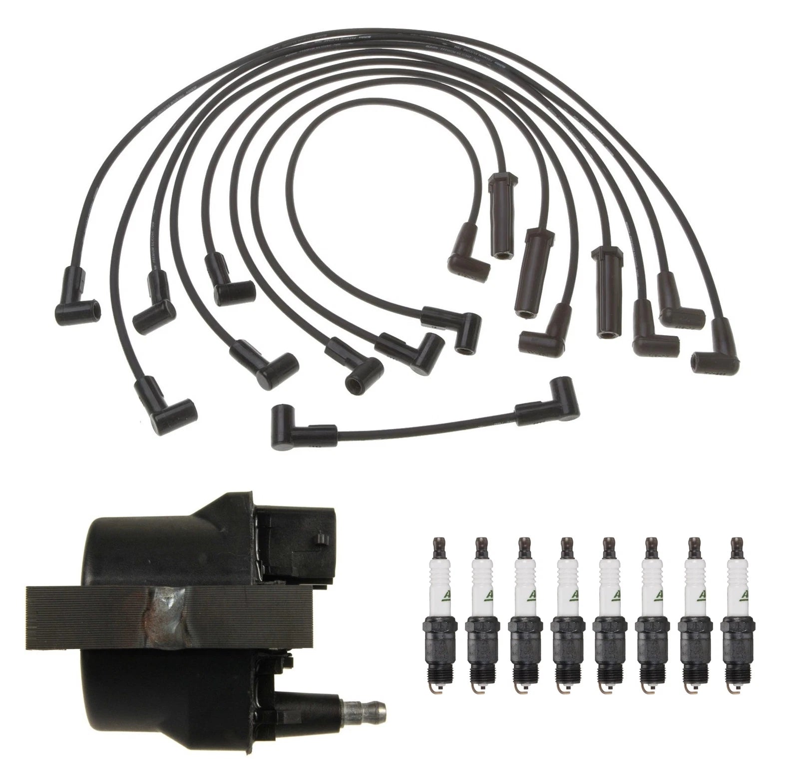 Ignition Wires Coil & 8 Spark Plugs Kit for Chevy Caprice (1989–1990)