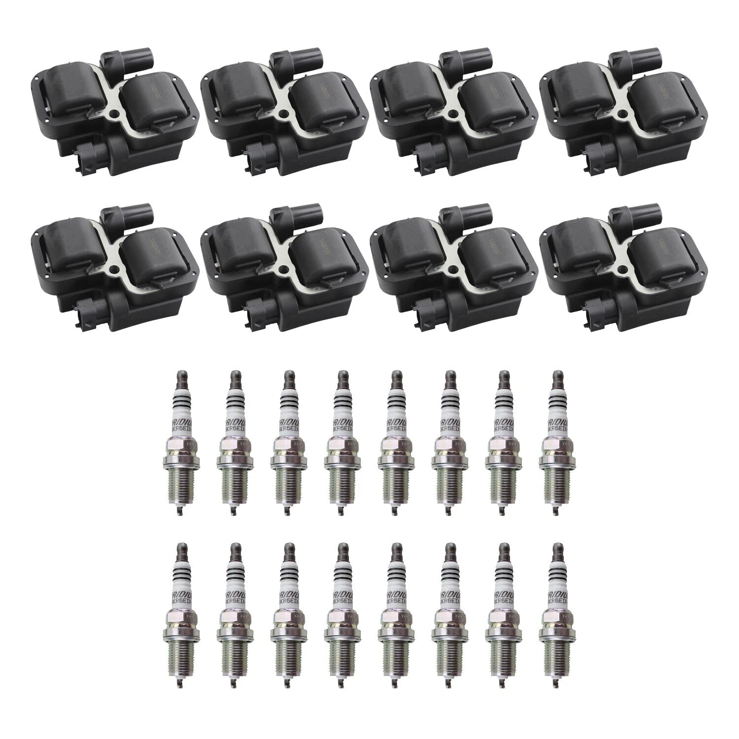 Set of 8 Ignition Coils & 16 NGK Iridium Spark Plugs for C55 AMG V8 (2000–2006)