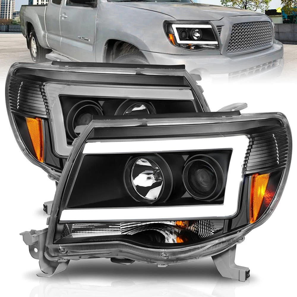Black Clear Lens Projector Headlight Set for 2005-2015 Toyota Tacoma