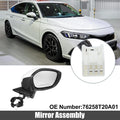 3 Pin Right Side Exterior Door Mirror Assembly White for Honda Civic (2022-2023)