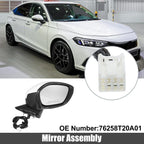 3 Pin Right Side Exterior Door Mirror Assembly White for Honda Civic (2022-2023)