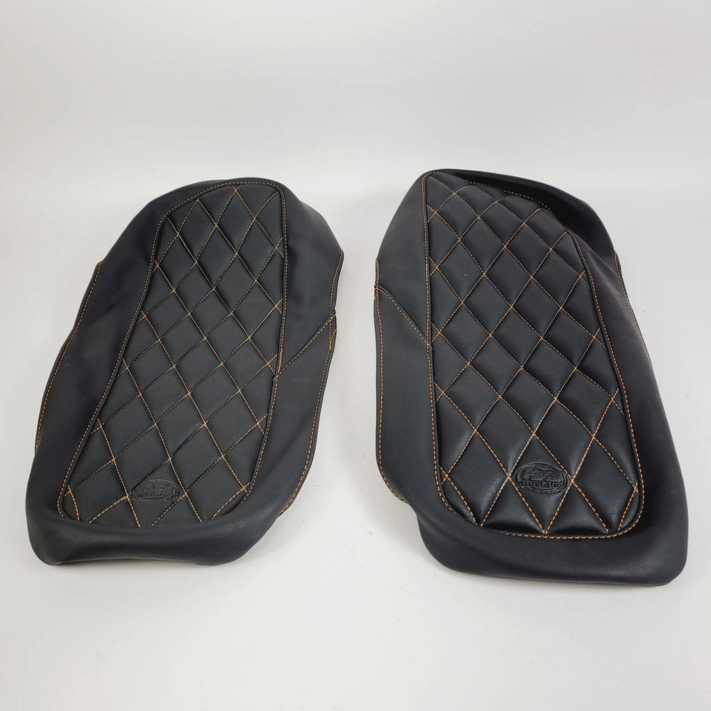 Saddlebag Lid Covers for Mustang (1993–2013) - Black, Mandarin Thread