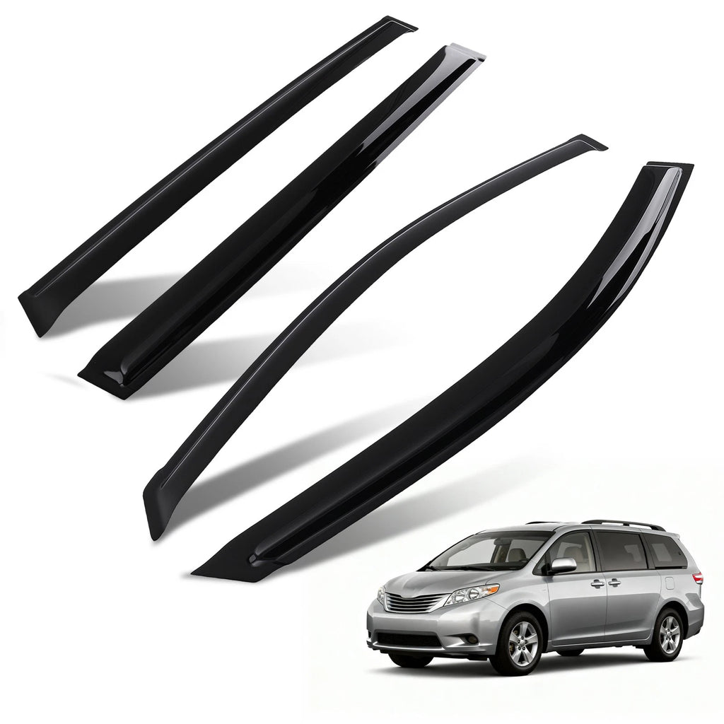 Set of 4 Rain Guard Window Visors for Toyota Sienna (2004–2010) Black