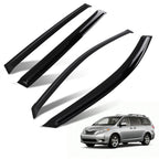 Set of 4 Rain Guard Window Visors for Toyota Sienna (2004–2010) Black