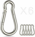 Set of 6 Spring Snap Hook Carabiners for Automotive Use - 304 Stainless Steel