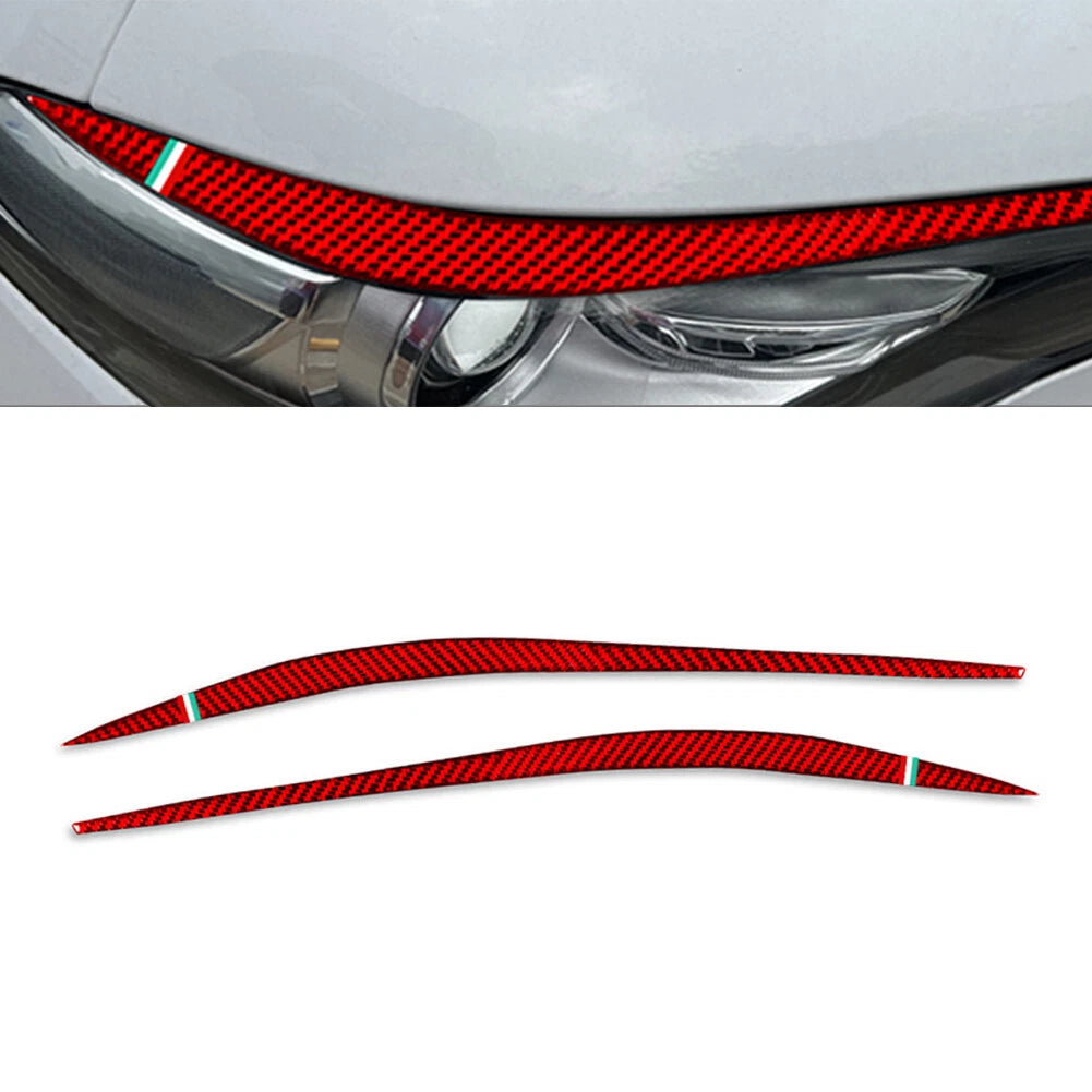 2Pcs Headlight Eyebrows Eyelids Cover Trim for Alfa Romeo Giulia (2015–2024)