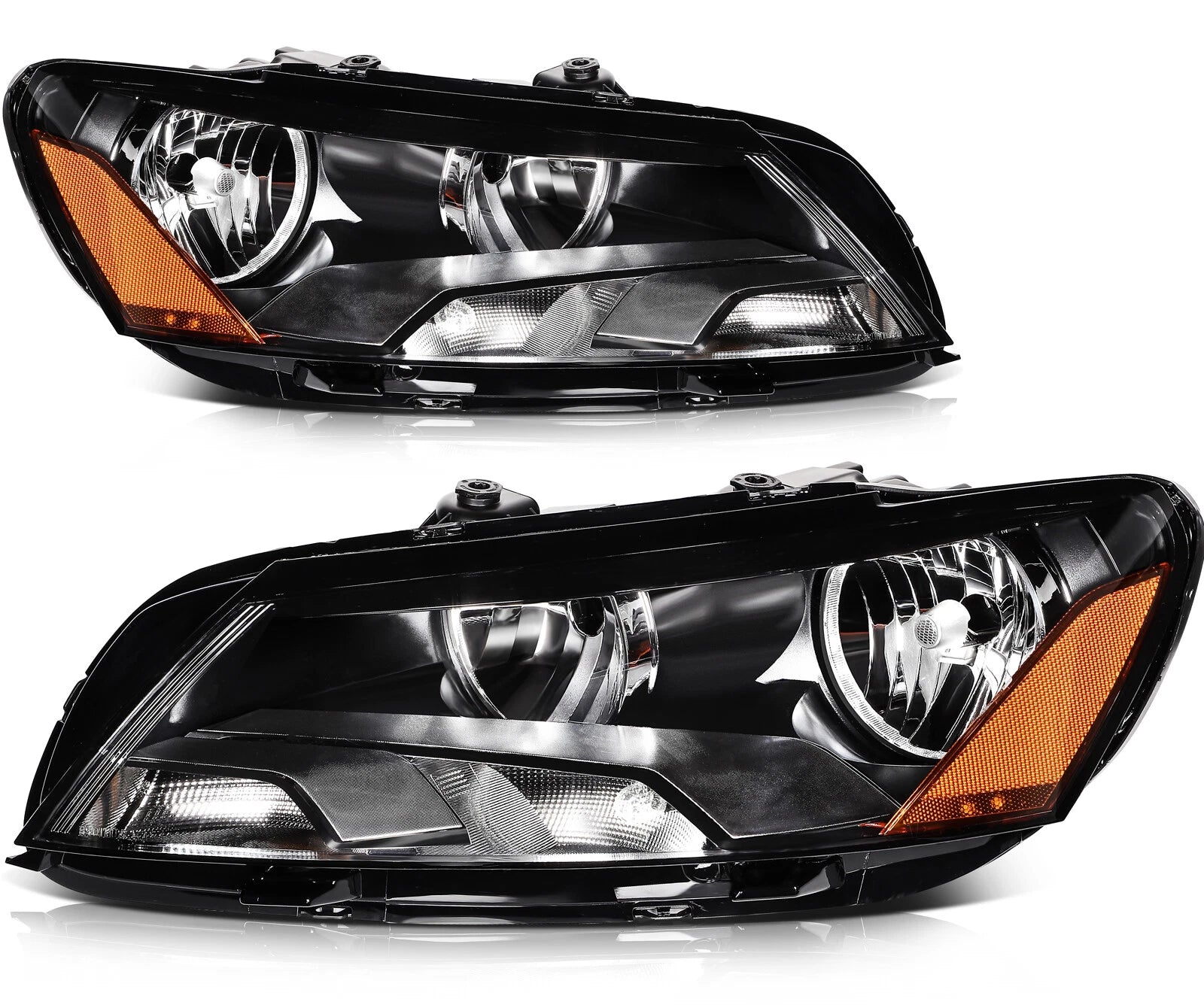 Set of 2 Black Housing Headlights for Volkswagen Passat (2012–2015)
