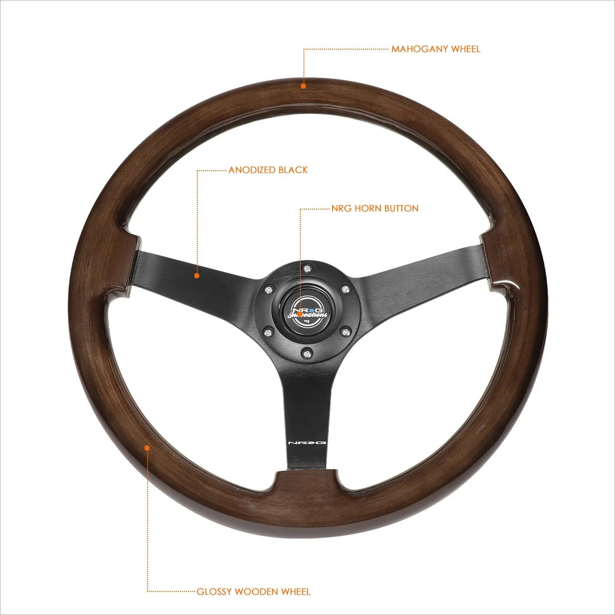 NRG RST-036BK-BKW Steering Wheel 350mm Mahogany for Universal Fit (RHD)