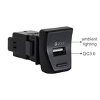 QC3.0 USB Charger Fast Charging Socket for Toyota RAV4 (2019-2023)