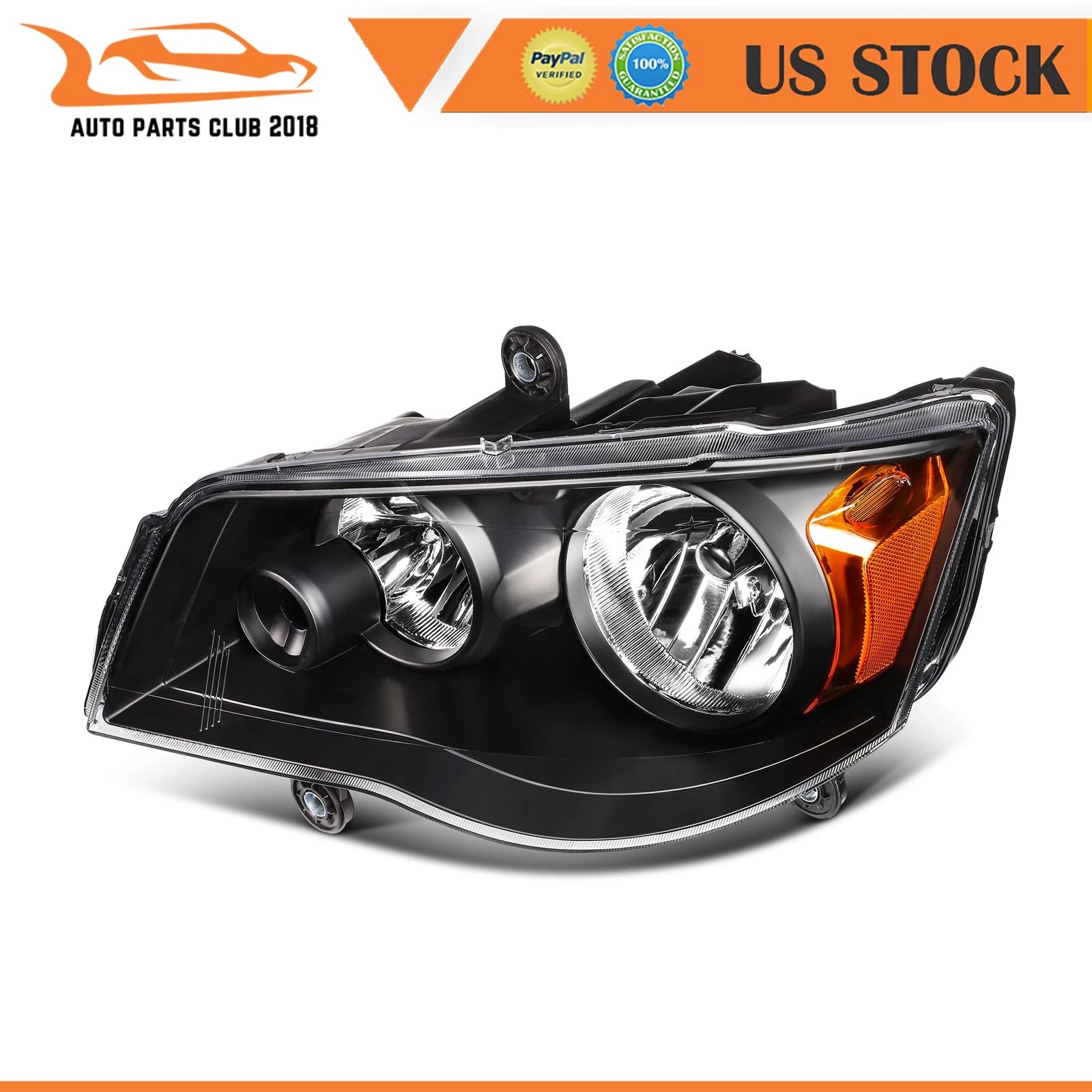 Headlight Assembly for Dodge Grand Caravan (2011-2020) Black Housing