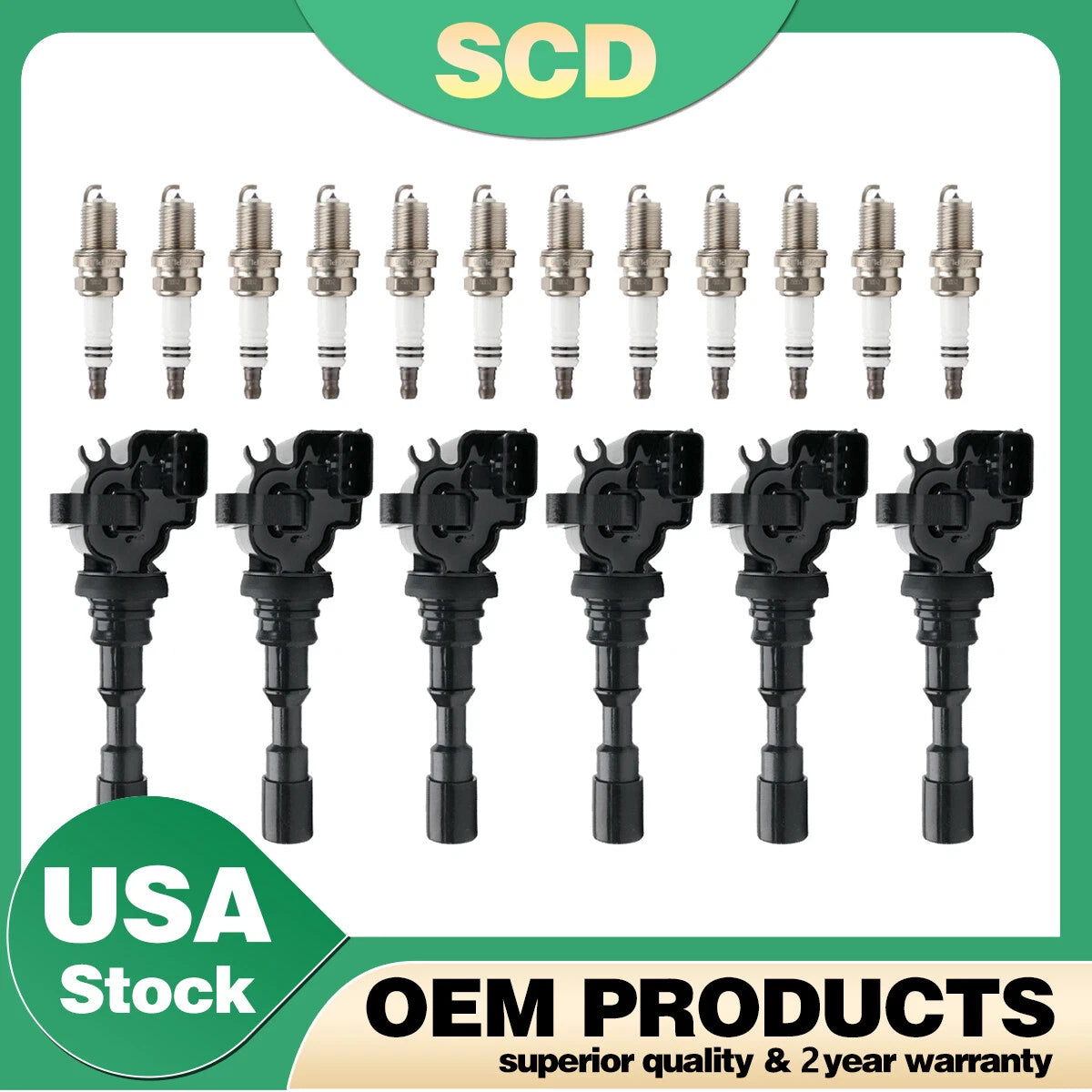 Set of 6 Ignition Coils + 12 Spark Plugs for Kia Sorento (2003–2006) UF431 2730039800