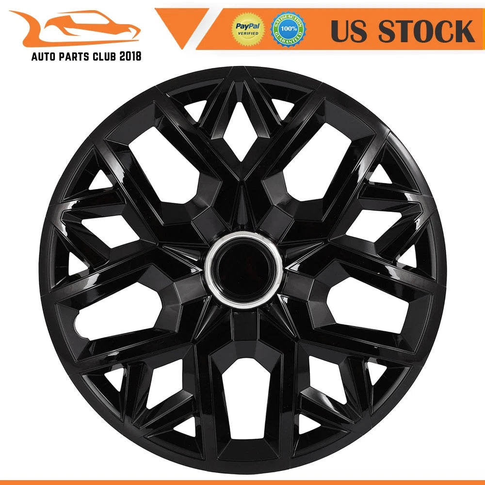 Set of 4 16 Inch Black Snap On Wheel Covers for R16 Tire & Rim
