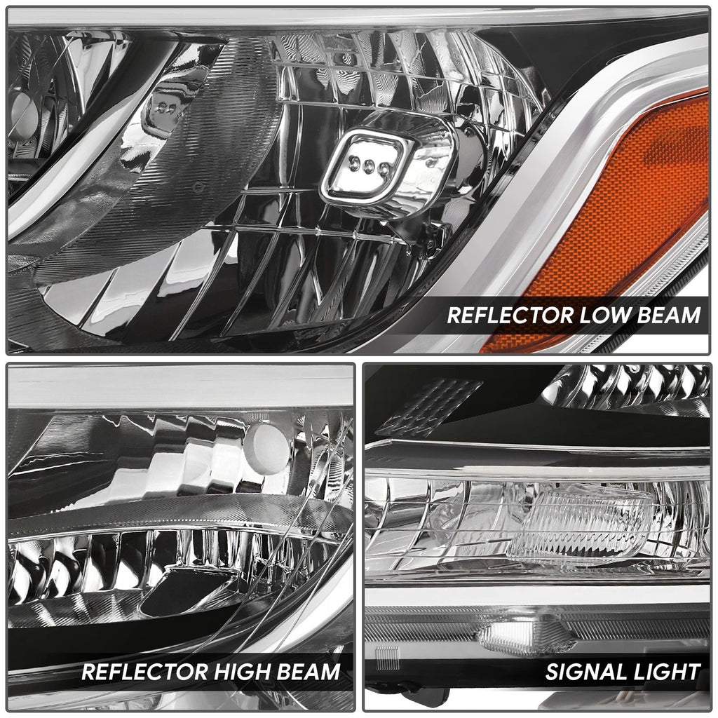 Headlight Assembly Pair for Nissan Pathfinder (2013–2016) Chrome Housing Clear Lens